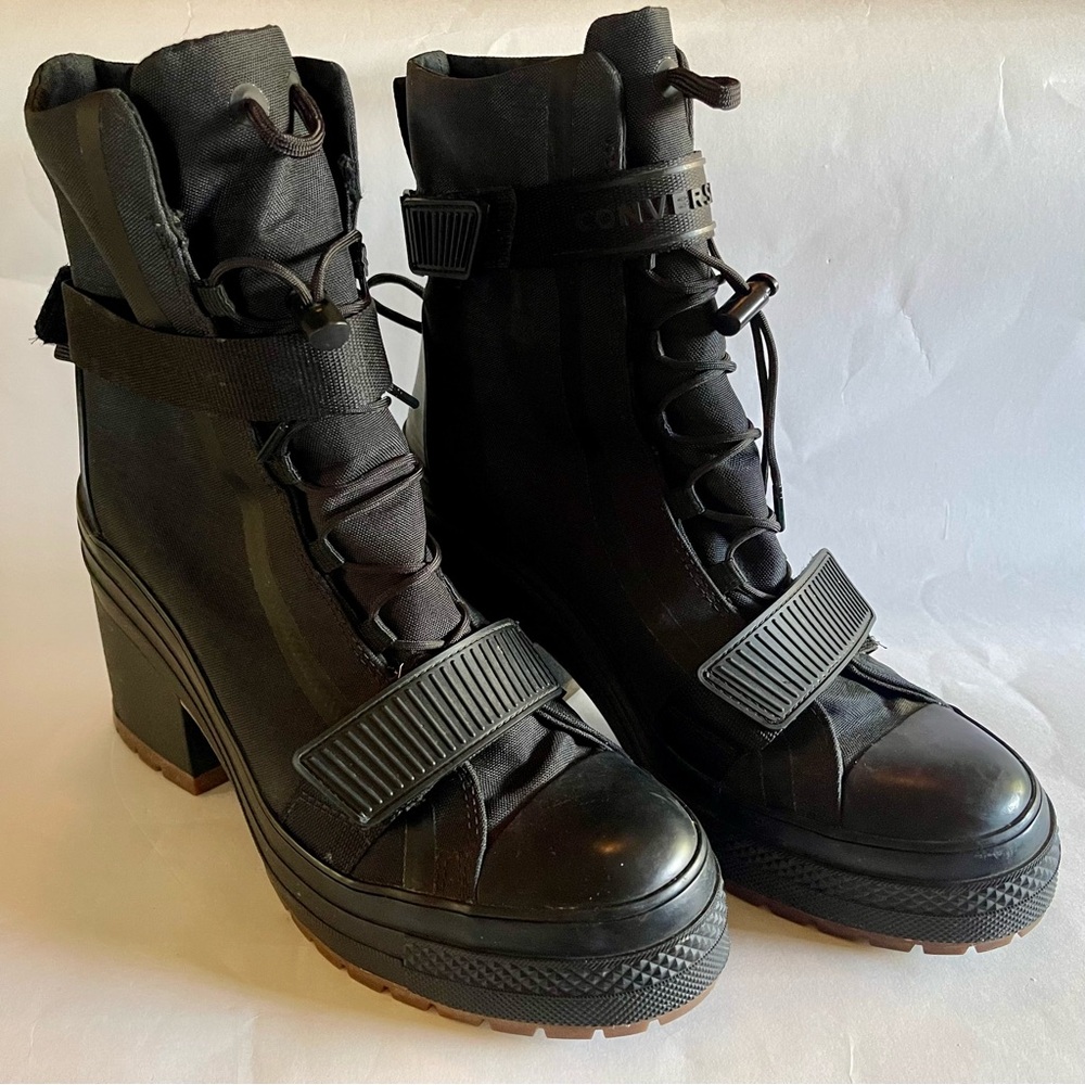 CONVERSE Combat Boots Womens 10 Black Chuck Taylor All Star Platform chunky heel